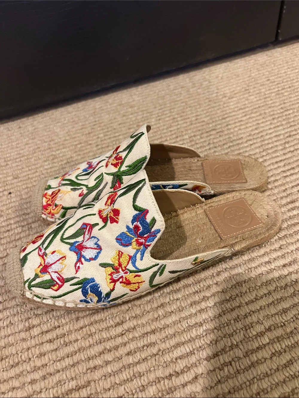 Tory Burch Max Embroidered Espadrille Slide with Ivory/Painted Iris